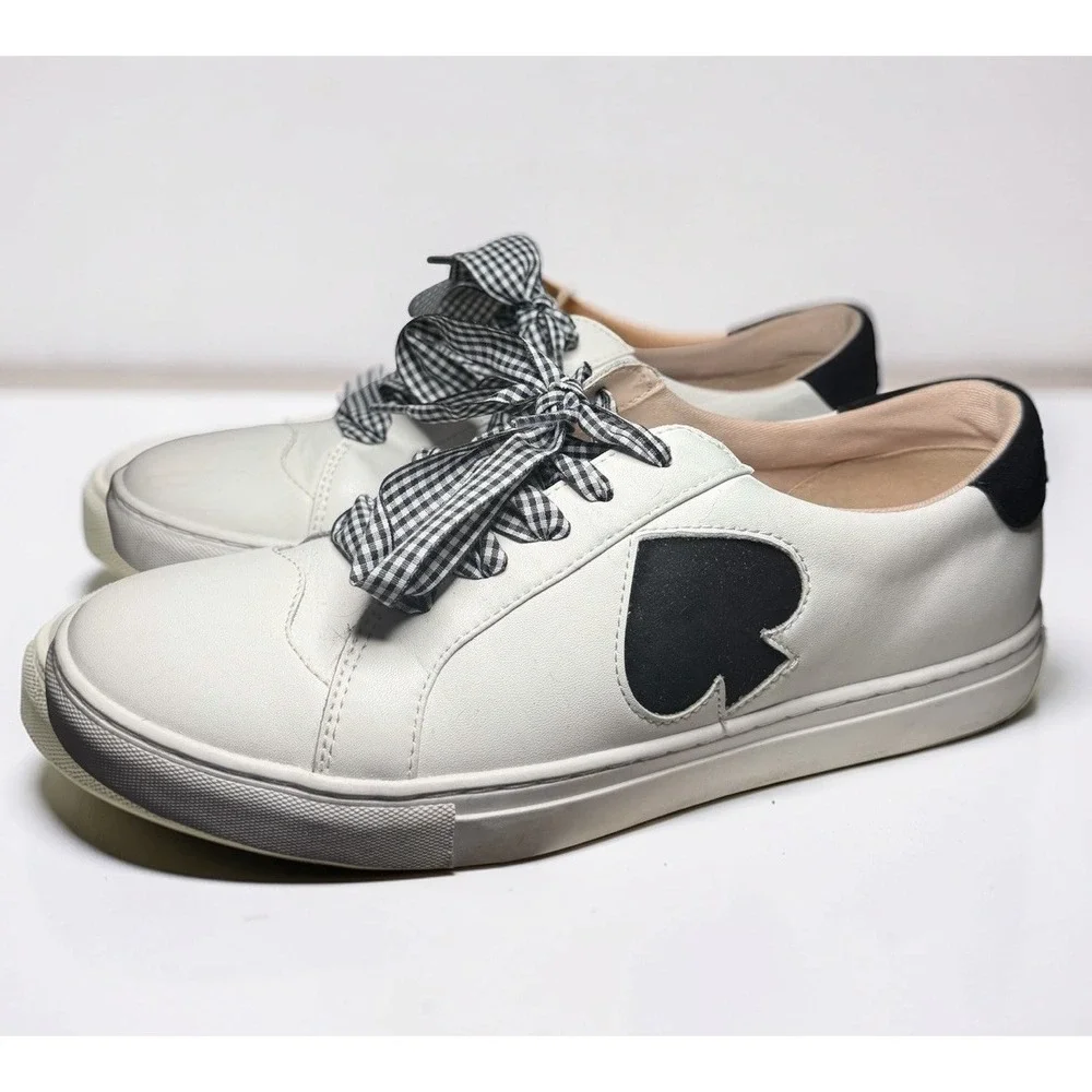 Kate Spade Fez Women's Leather Sneakers White/Blk Size 10 EUC